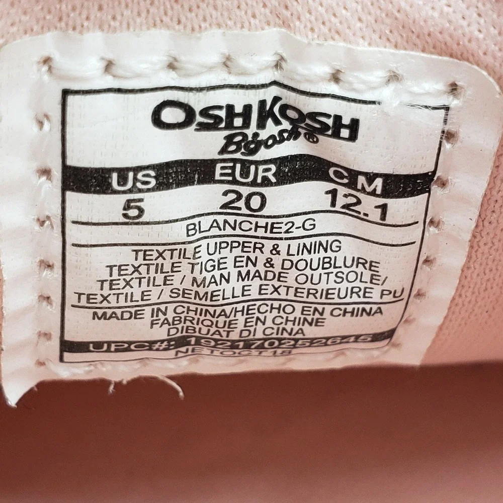 OshKosh B'gosh Pink Floral Canvas Sneakers Toddler Girls Size 5 Shoes‎